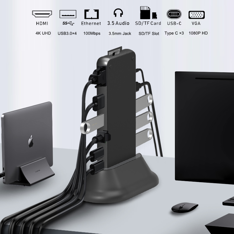 12-in-1 Multi-ports USB C hub adapters, type C hub