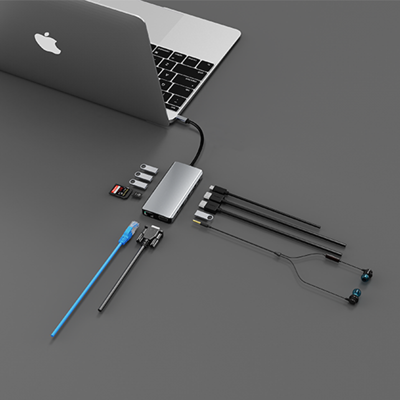 12IN1 USB C hub, type C multi-fuctional adapter